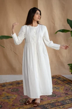 TIECO DyeVerse - White Poplin Cotton Embroidered Dress