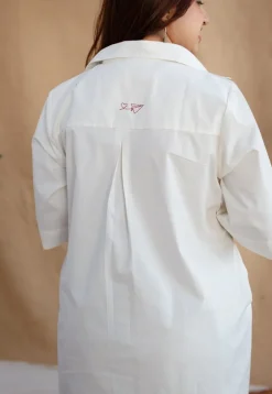 TIECO DyeVerse - White Poplin Cotton Embroidered Kurta