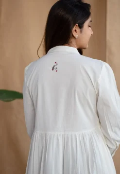 TIECO DyeVerse - White Poplin Cotton Embroidered Dress