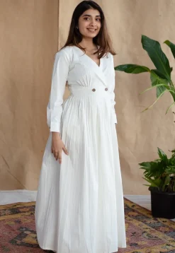 TIECO DyeVerse - White Poplin Cotton Embroidered Dress