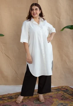 TIECO DyeVerse - White Poplin Cotton Embroidered Kurta