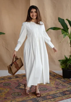 TIECO DyeVerse - White Poplin Cotton Embroidered Dress