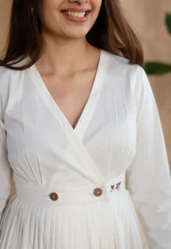 TIECO DyeVerse - White Poplin Cotton Embroidered Dress