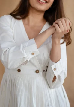 TIECO DyeVerse - White Poplin Cotton Embroidered Dress