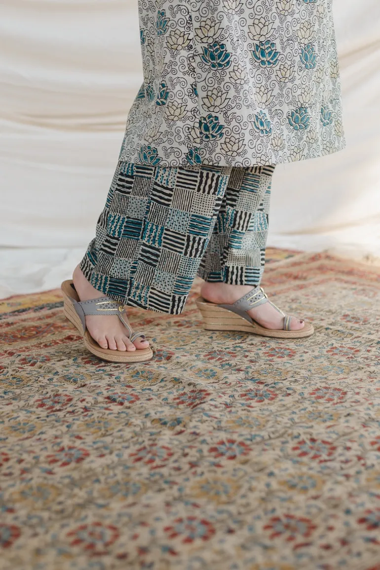 Tishna White Ajrakh Cotton Straight Kurta