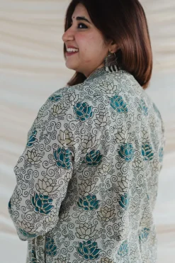 Tishna White Ajrakh Cotton Straight Kurta