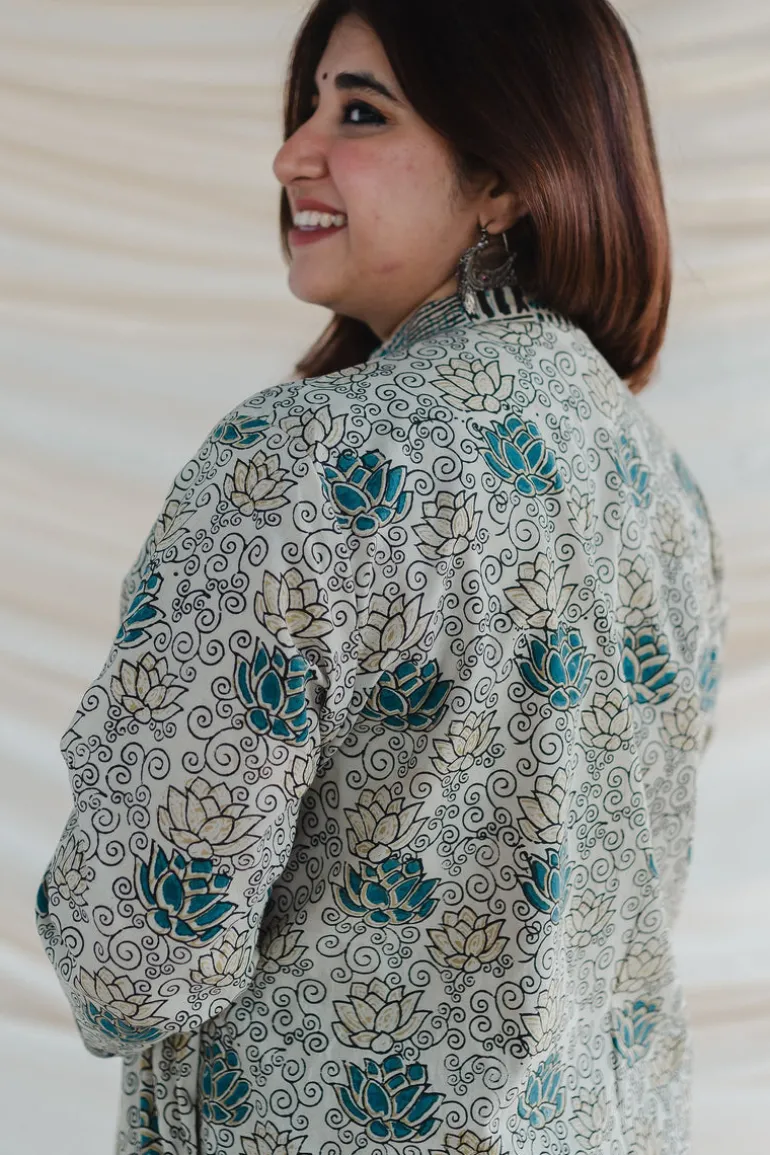 Tishna White Ajrakh Cotton Straight Kurta
