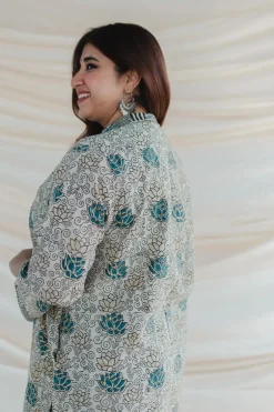 Tishna White Ajrakh Cotton Straight Kurta