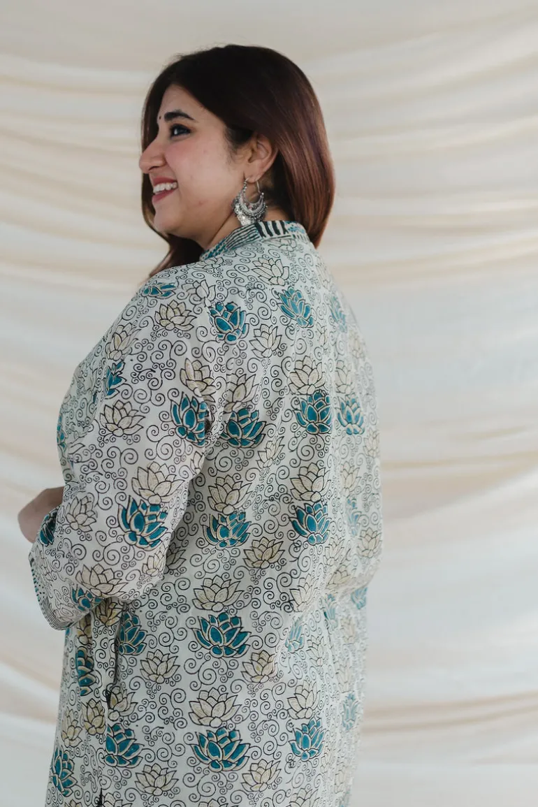 Tishna White Ajrakh Cotton Straight Kurta