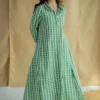 Trusha Green Batik Cotton A Line Dress