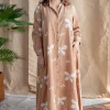 Trusha Light Brown A Line Dabu Slub Cotton Dress