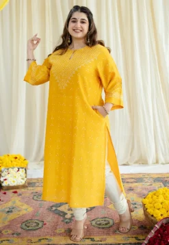 Urmi Bandhani Chanderi Silk Kurta with Mukaish Detailing