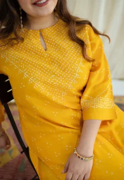 Urmi Bandhani Chanderi Silk Kurta with Mukaish Detailing