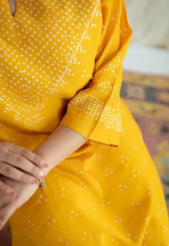 Urmi Bandhani Chanderi Silk Kurta with Mukaish Detailing