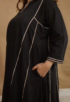 Vamika Mulmul Cotton Black Jhabba Kali Kurta Set (Set of 3)