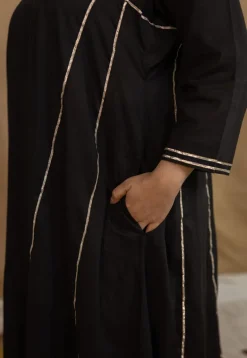 Vamika Mulmul Cotton Black Jhabba Kali Kurta Set (Set of 3)
