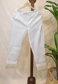 Vibha White Cotton Pant