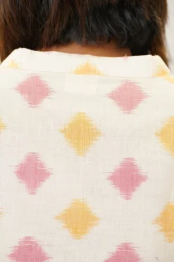 Vidhi Ikkat Off White Cotton Kurta