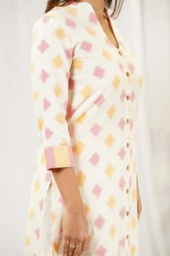 Vidhi Ikkat Off White Cotton Kurta