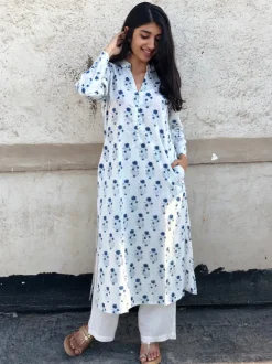 White Indigo Gul Kurta