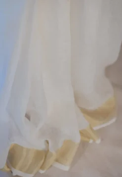 White Linen Golden Zari Border Saree