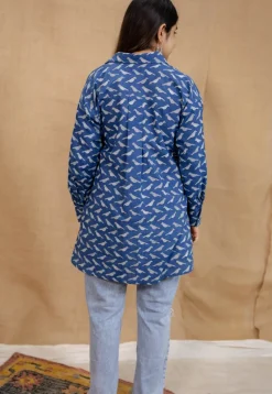 Yafit Indigo Dabu Cotton Loose Short Top