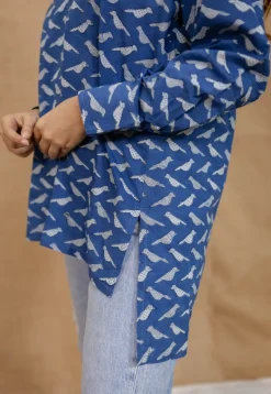 Yafit Indigo Dabu Cotton Loose Short Top