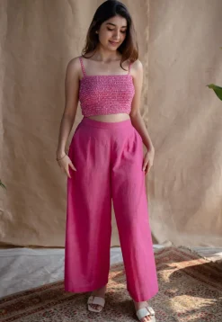 Yafit Slub Cotton Wide Leg Pant