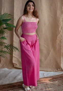Yafit Slub Cotton Wide Leg Pant