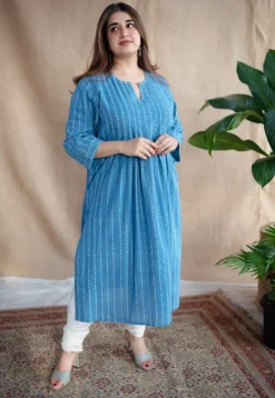 Yahvi Dabu Slub Cotton Hand Embroidered Kurta