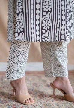 Yashi Beige Fakira Mul Cotton Straight Pant