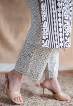 Yashi Beige Fakira Mul Cotton Straight Pant