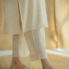 Yashi Cream Hand Block Print Slub Cotton Straight Pant