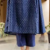 Yashi Dark Indigo Solid Chanderi Silk Straight Pant