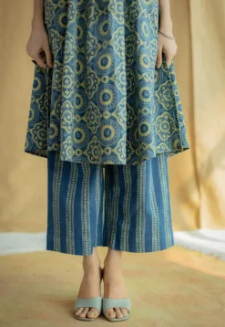 Yashi Indigo Ajrakh Cotton Straight Pant