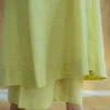 Yashi Lime Green Hand Block Print Slub Cotton Straight Pant