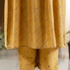 Yashi Mustard Ajrakh Chanderi Silk Straight Pant