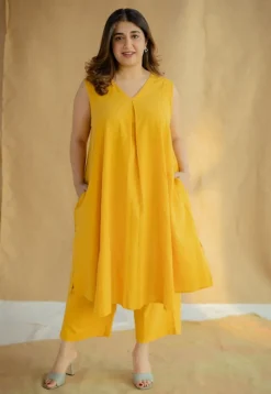 Yashi Mustard Solid Kala Cotton Straight Pant