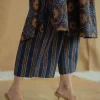 Yashi Navy Blue Ajrakh Cotton Straight Pant