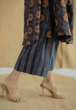Yashi Navy Blue Ajrakh Cotton Straight Pant