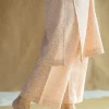 Yashi Peach Hand Block Print Slub Cotton Straight Pant