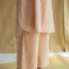Yashi Peach Hand Block Print Slub Cotton Straight Pant