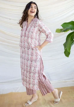 Yashi Pink Batik Cotton Straight Bottom