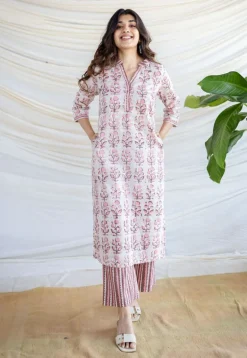 Yashi Pink Batik Cotton Straight Bottom