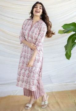 Yashi Pink Batik Cotton Straight Bottom
