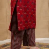 Yashi Red Ajrakh Cotton Straight Pant