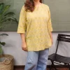Yellow Dabu Slub Cotton Top
