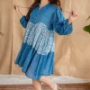 Yuvani Batik Natural Dyed MulMul Cotton Dress with Slip