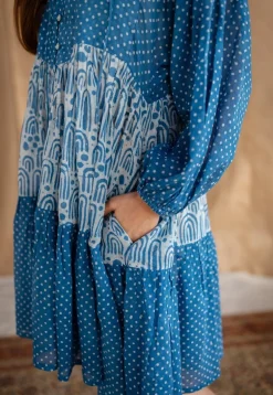 Yuvani Batik Natural Dyed MulMul Cotton Dress with Slip