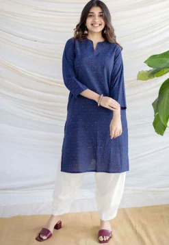 Zahira Indigo Ajrakh Cotton Straight Kurta